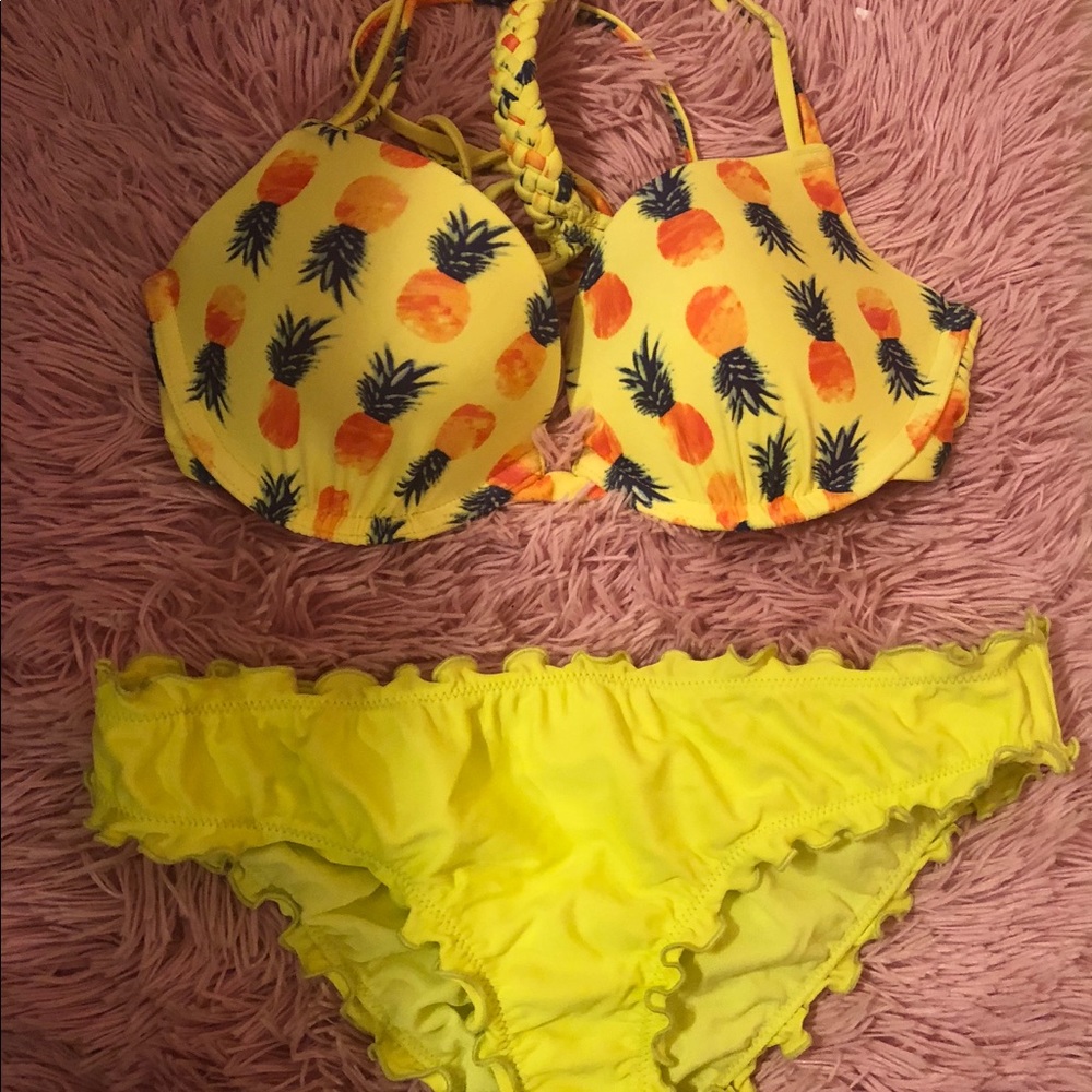 Yellow pineapple bathing suit.